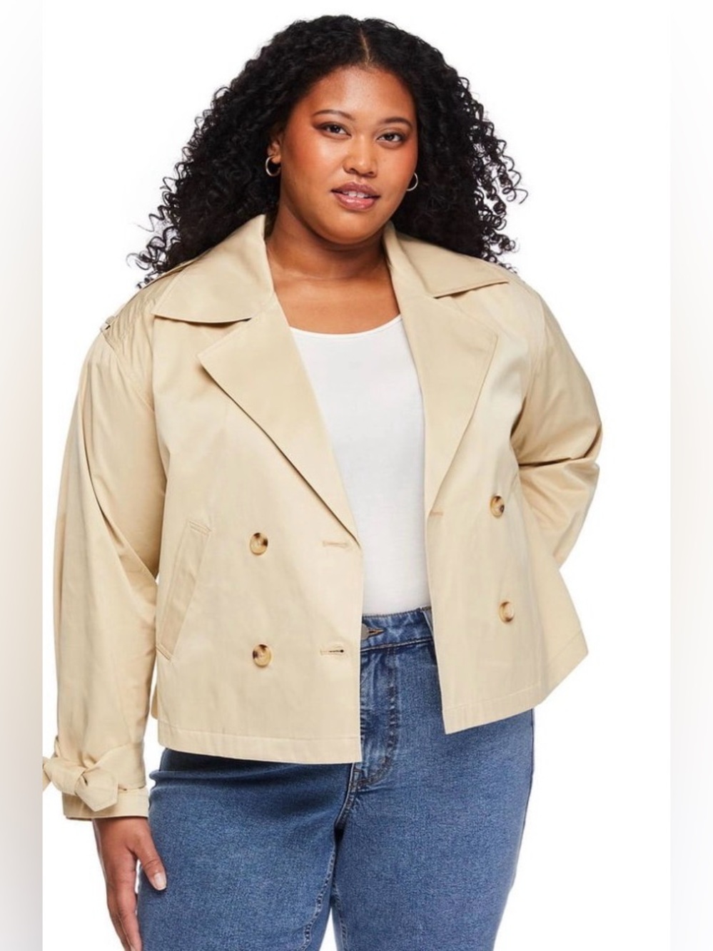 New Lane Bryant Beige Cropped Trench Coat Size 4x